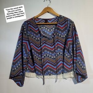 Imaginary Voyage Red and Blue Chevron Blouse